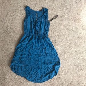 Dark Blue lace detail Hi Lo dress